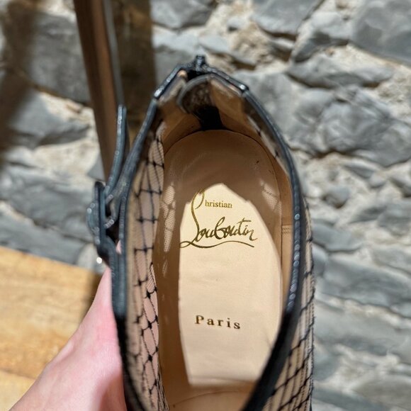 Christian Louboutin Black Leather Resillissima Mesh Platform 160 Booties - Picture 10 of 11